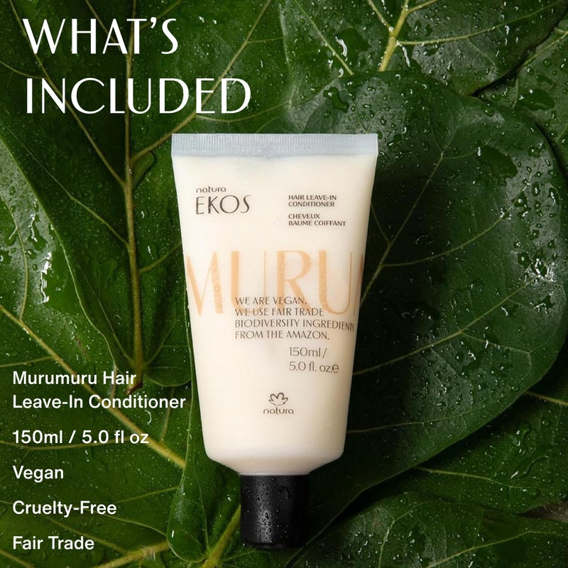 Natura Murumuru Hair Leave-In Conditioner, 1.5 oz - Unisex, For Frizzy Hair - Repairs Split Ends, Reduces Frizz, Detangles, Vegan - Image 3